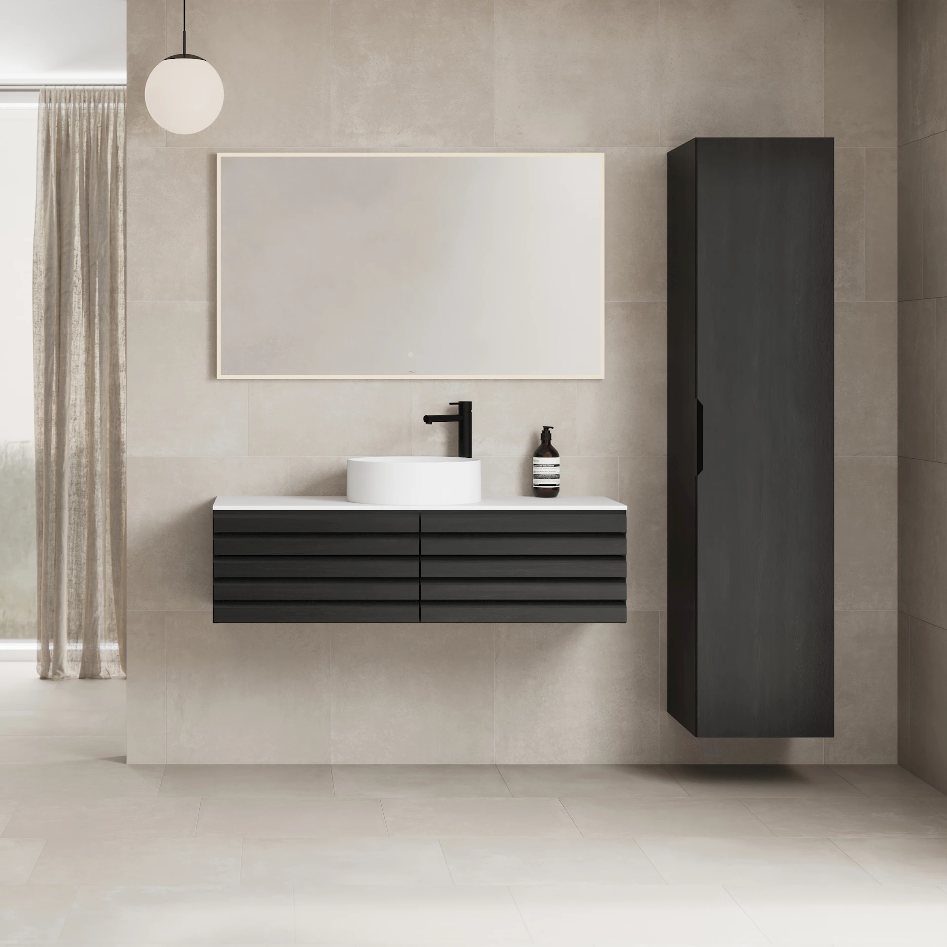 ART222H - Selma 120 m/høyskap Sort eikestav - 